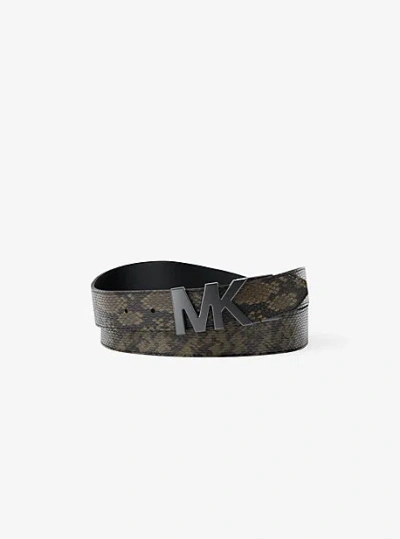 Michael Kors Reversible Snake Embossed Belt In Brown