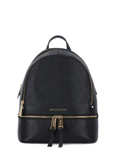 Michael Kors Rhea Leather Medium Backpack In Black