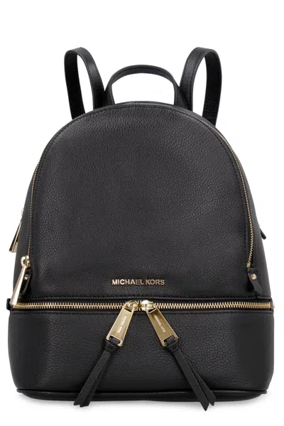 Michael Kors Rhea Leather Medium Backpack In Black