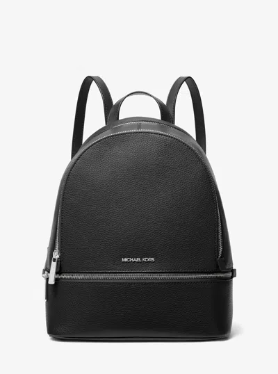 Michael Kors Rhea Medium Pebbled Leather Backpack In Black