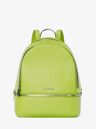 Michael Kors Rhea Medium Pebbled Leather Backpack In Green