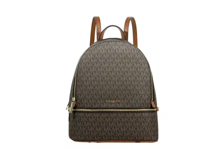 Michael Kors Rhea Medium Pvc Backpack Bookbag Brown In Multi