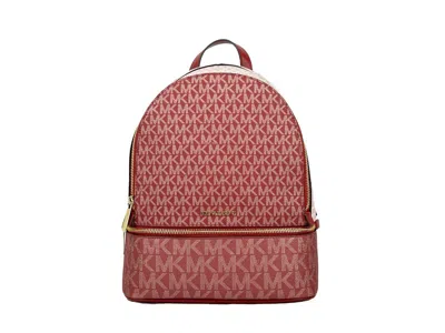 Michael Kors Rhea Medium Pvc Backpack Women's Bookbag In Red