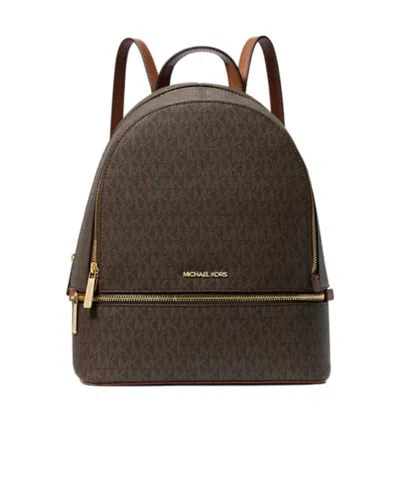 Michael Kors Rhea Medium Signature Logo Backpack In Brown