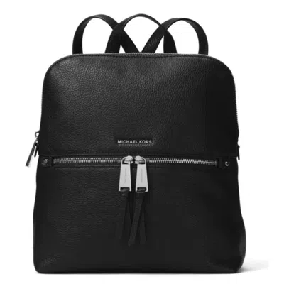 Michael Kors Rhea Medium Slim Leather Backpack In Black