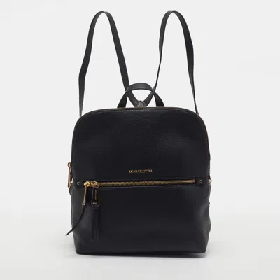 Pre-owned Michael Kors Rhea Zip Black Leather Backpack