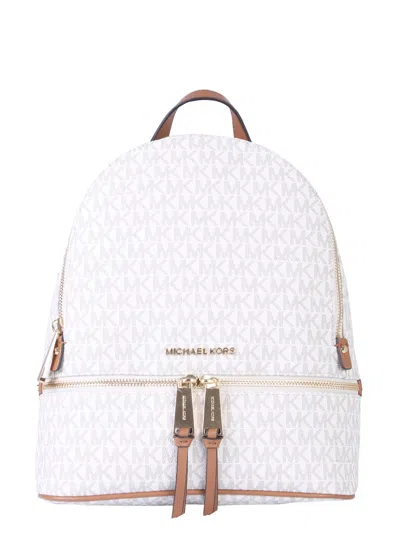 Michael Kors Rhea Zipper Medium Backpack In Vanilla Acorn