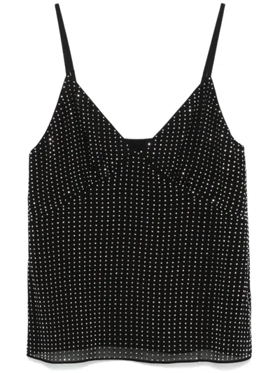 Michael Kors Rhinestone-embellished Georgette Top In Black
