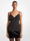Michael Kors Rhinestone Georgette Camisole Tank Top In Black