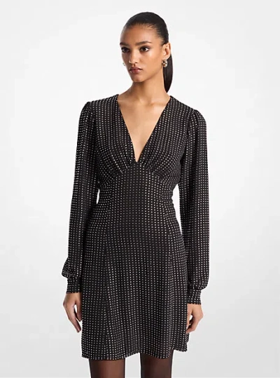 Michael Kors Rhinestone Georgette Dress In Black