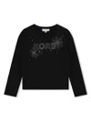Michael Kors Rhinestoned-logo Cotton T-shirt In Black