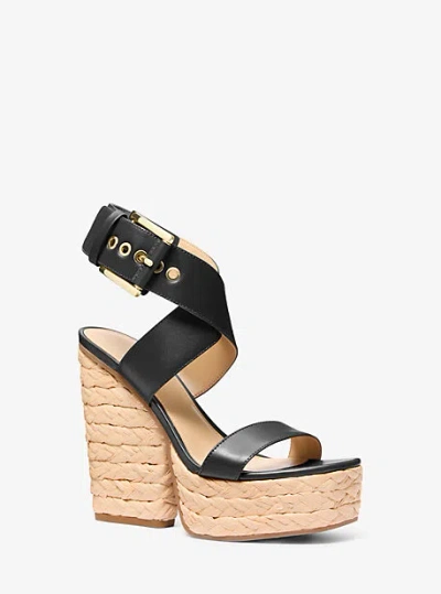 Michael Kors Rhoda Leather Platform Sandal In Black