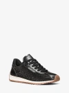 Michael Kors Rhodes Embellished Leather Trainer In Black