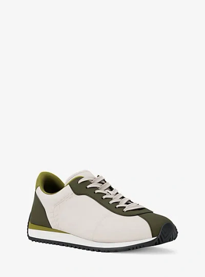 Michael Kors Rhodes Mixed-media Sneaker In Green