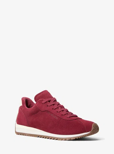 Michael Kors Rhodes Suede And Leather Trainer In White