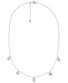 Michael Kors Rhodium-plated Sterling Silver Multi Stone Necklace In Silver