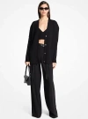Michael Kors Ribbed Cashmere Blend Cardigan In Black