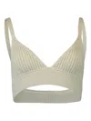 Michael Kors Ribbed Cashmere Bra Top In Neutral