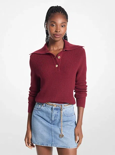 Michael Kors Ribbed Cotton-blend Sweater In Red