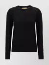 Michael Kors Ribbed Knit Sweater In Stretch Wool Blend In Black