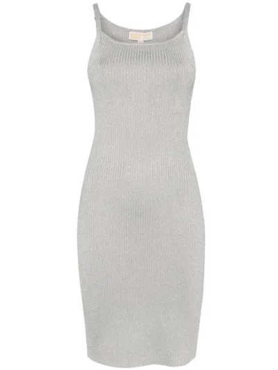 Michael Kors Ribbed Dress In Silver
