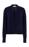Michael Kors Crewneck Matte Viscose Crop Cardigan In Navy