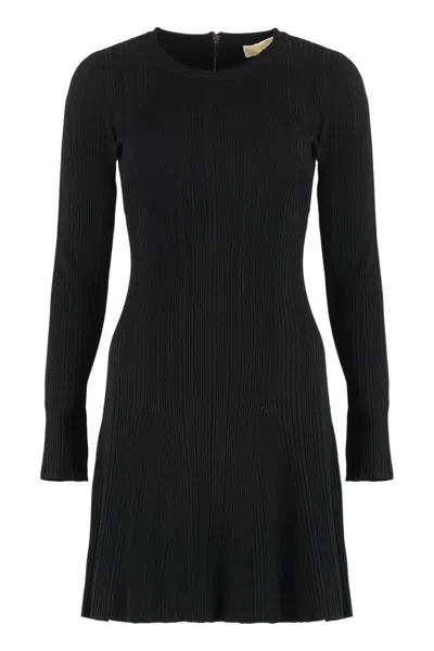 Michael Kors Ribbed Knit Dress In Black