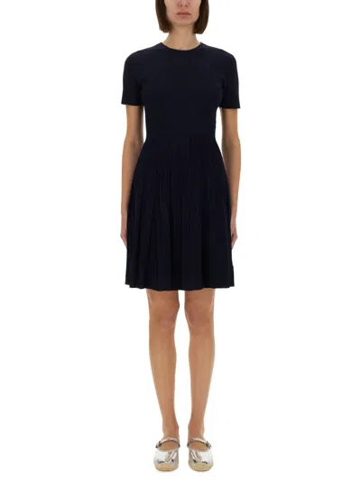 Michael Kors Ribbed Knit Dress In Blue