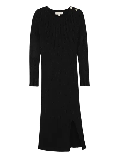 Michael Kors Kids' Ribbed-knit Long-sleeve Maxi Dress In Black