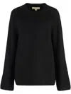 Michael Kors Merino Wool Crew-neck Sweater In 黑色