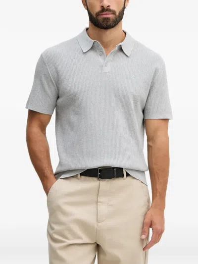 Michael Kors Ribbed-knit Polo Shirt In Gray
