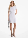 Michael Kors Ribbed Stretch Knit Button Midi Dress In White