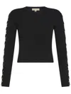 MICHAEL KORS RIBBED KNIT TOP WITH LACES