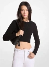 MICHAEL KORS RIBBED ORGANIC COTTON CROPPED SWEATER