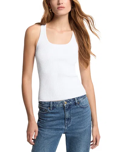 Michael Kors Ribbed Racerback Scoop Neck Tank In White