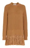 Michael Kors Ribbed-raffia Trim Dress In Khaki