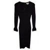 Michael Kors Ribbed Ruffle-cuff Dress In Black Viscose In Black