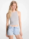 MICHAEL KORS RIBBED STRETCH KNIT CROPPED TANK TOP