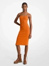 Michael Kors Ribbed Stretch Knit Midi Tank Dress In Orange