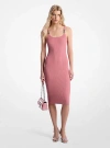 Michael Kors Ribbed Stretch Knit Midi Tank Dress In Pink
