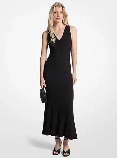 Michael Kors Ribbed Stretch Knit Tank Dress In Black