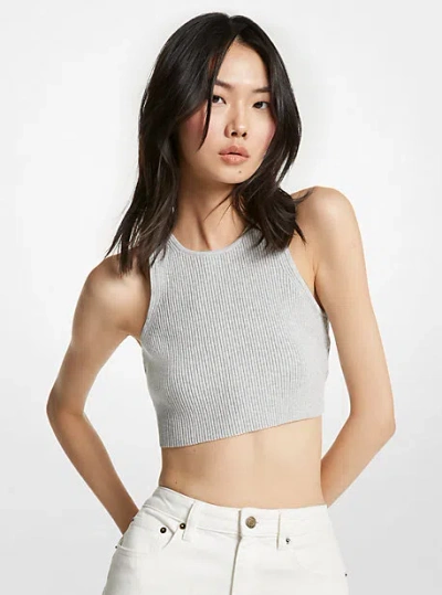 Michael Kors Ribbed Stretch Viscose Cropped Tank Top