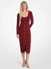 Michael Kors Ribbed Stretch Viscose Midi Dress In Red