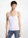 Michael Kors Ribbed Stretch Viscose Tank Top Bodysuit In White