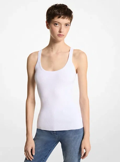 Michael Kors Ribbed Stretch Viscose Tank Top In White
