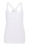 Michael Kors Ribbed Superfine Linen-cotton Tank Top In White