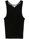 Michael Kors Ribbed Tank Top In Black  