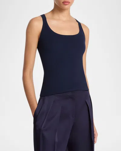 Michael Kors Ribbed Tank Top In Blue