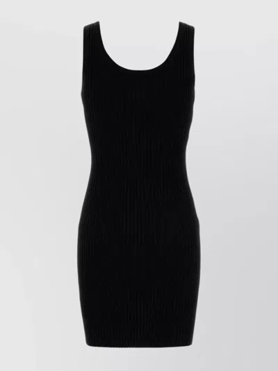 Michael Kors Ribbed Texture Sleeveless Dress In Black