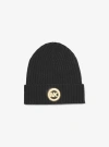 Michael Kors Ribbed Wool Beanie In Black